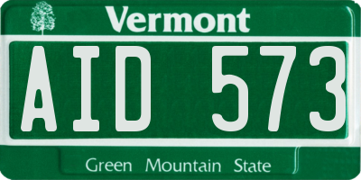 VT license plate AID573