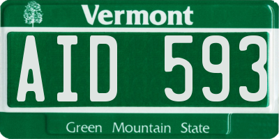 VT license plate AID593