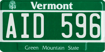 VT license plate AID596