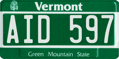 VT license plate AID597