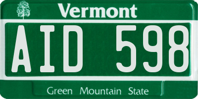 VT license plate AID598