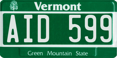 VT license plate AID599
