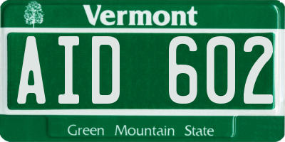 VT license plate AID602