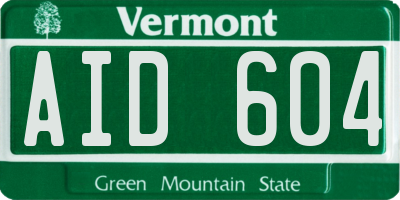 VT license plate AID604