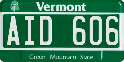 VT license plate AID606