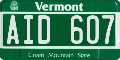 VT license plate AID607