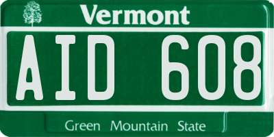 VT license plate AID608