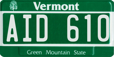 VT license plate AID610