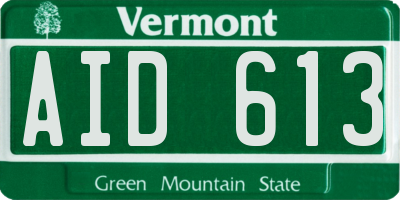 VT license plate AID613