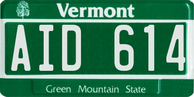 VT license plate AID614