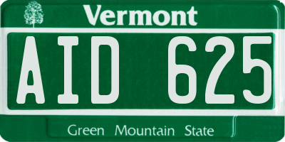 VT license plate AID625