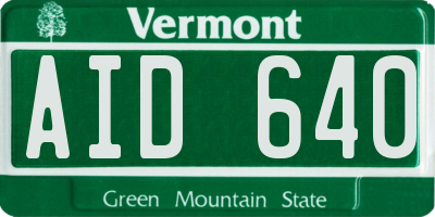 VT license plate AID640
