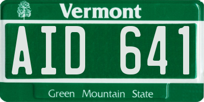 VT license plate AID641