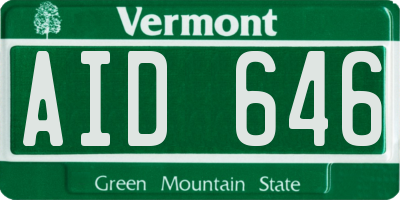 VT license plate AID646