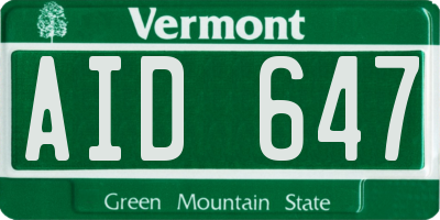 VT license plate AID647