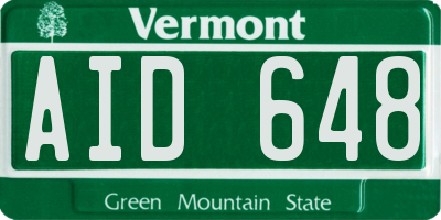 VT license plate AID648
