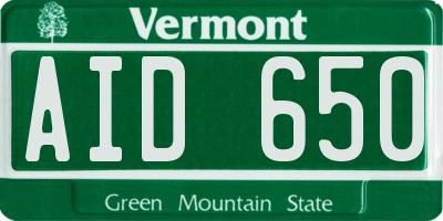 VT license plate AID650