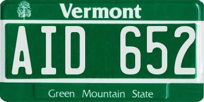 VT license plate AID652