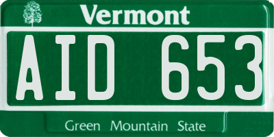VT license plate AID653