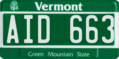VT license plate AID663