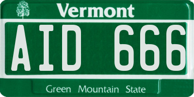 VT license plate AID666