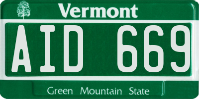 VT license plate AID669