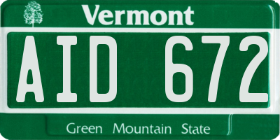 VT license plate AID672