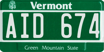 VT license plate AID674