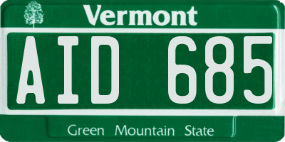 VT license plate AID685