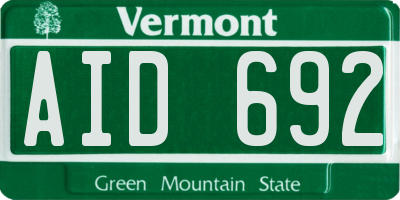 VT license plate AID692