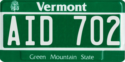 VT license plate AID702