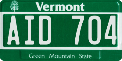 VT license plate AID704