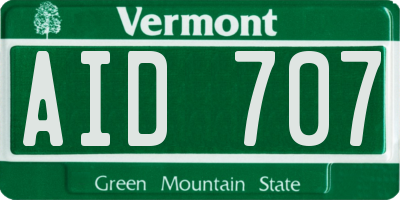 VT license plate AID707