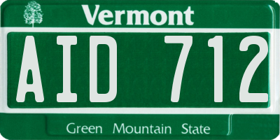 VT license plate AID712