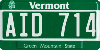 VT license plate AID714