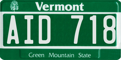 VT license plate AID718