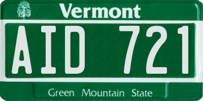 VT license plate AID721