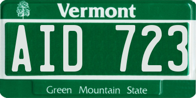VT license plate AID723