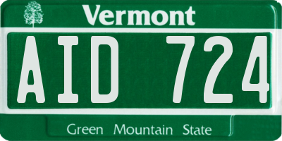 VT license plate AID724