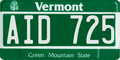VT license plate AID725