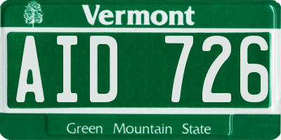 VT license plate AID726