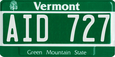 VT license plate AID727