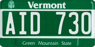 VT license plate AID730