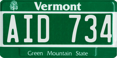 VT license plate AID734