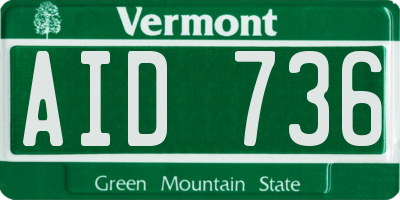 VT license plate AID736