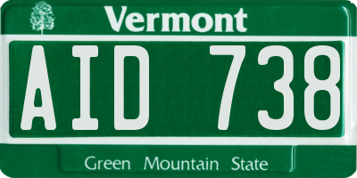 VT license plate AID738