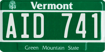 VT license plate AID741