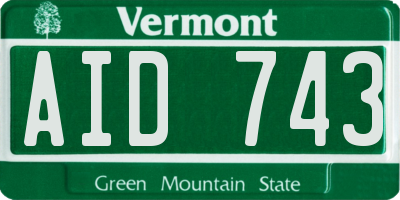 VT license plate AID743