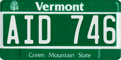 VT license plate AID746