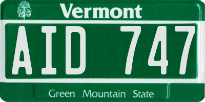 VT license plate AID747